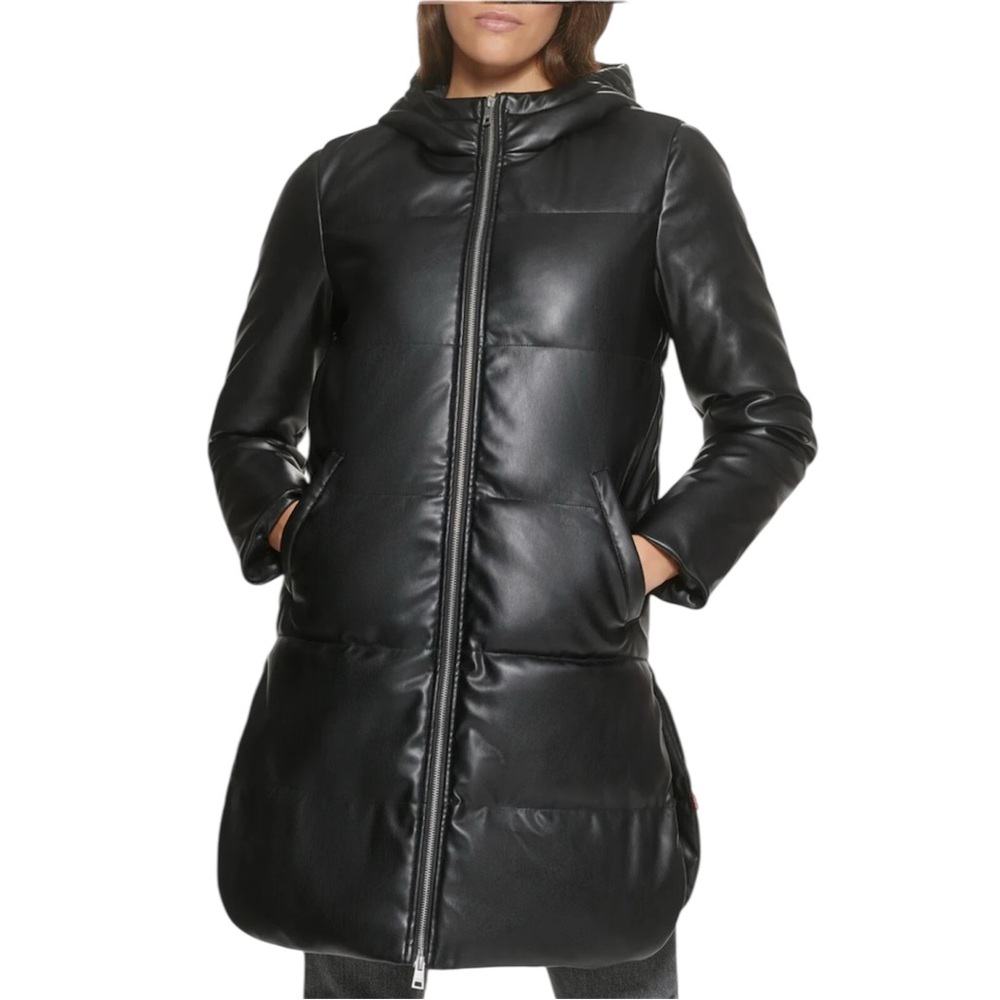 Levi’s V4720 Womens Black Quilted Water Resistant Hooded Parka Size Medium NWOT